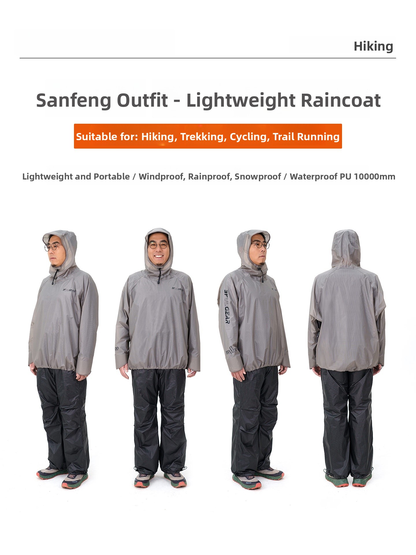 Cycling Commute Pants - 3FULGEAR Lekki, oddzielny płaszcz przeciwdeszczowy i