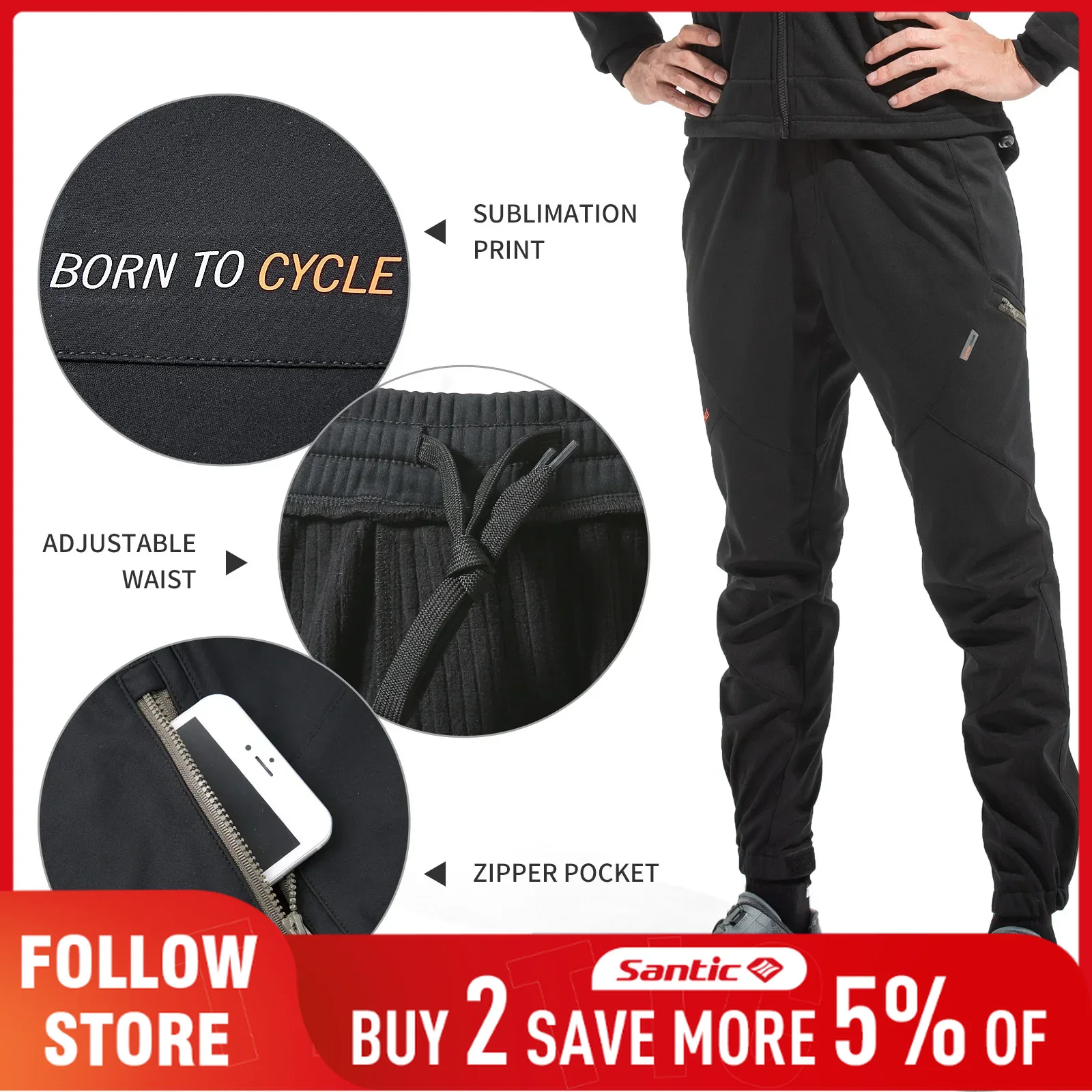Cycling Commute Pants - Męskie spodnie rowerowe Santic Casual na